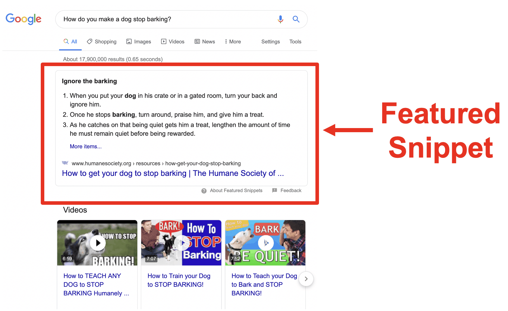featured snippet example