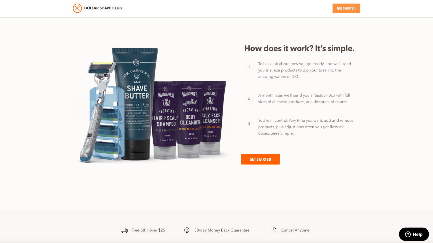 Dollar Shave Club 3-step process