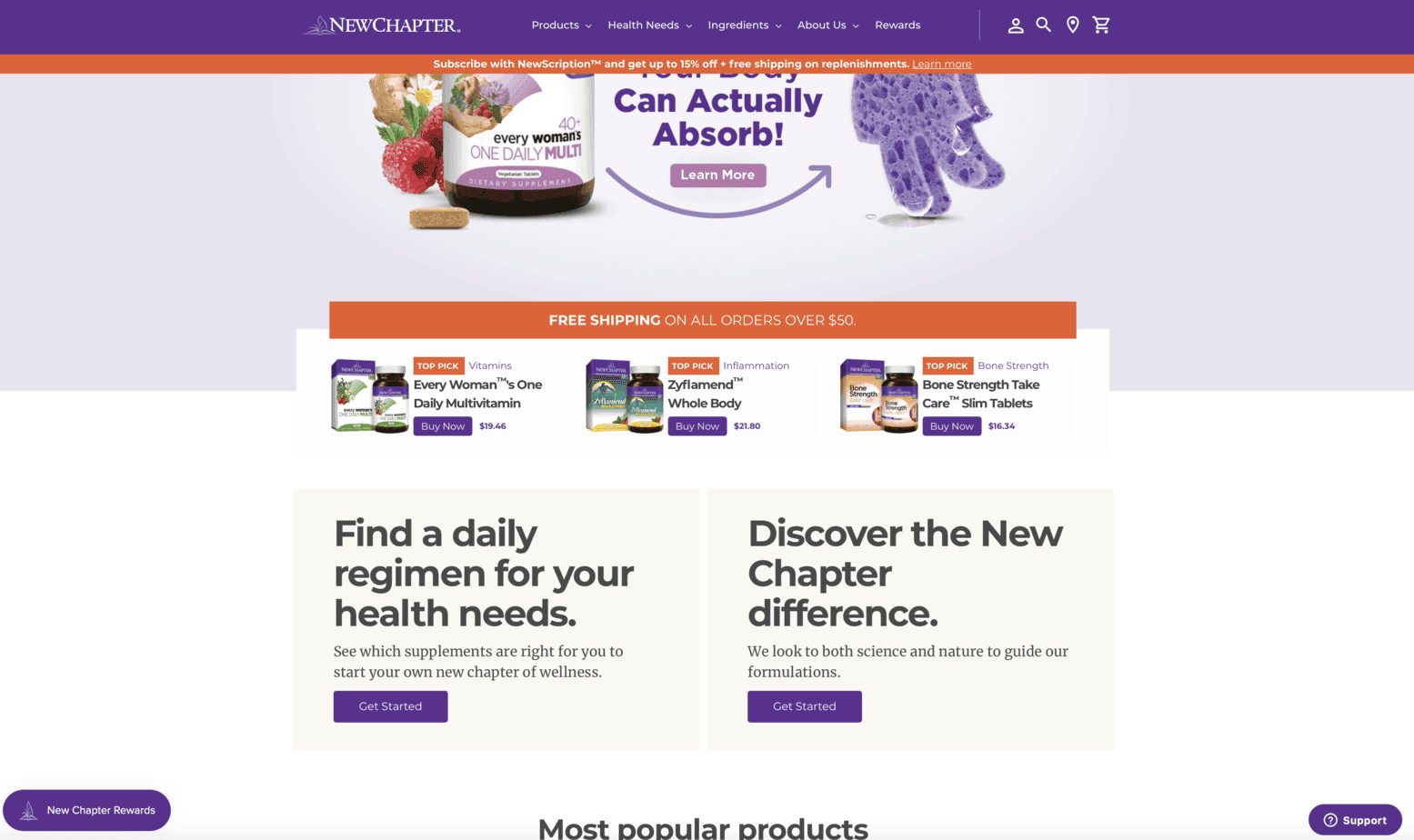 New Chapter multivitamins homepage