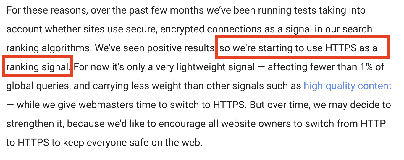 google Security certificate requirement