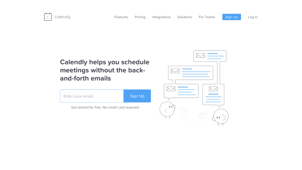 Calendly homepage design with a brand benefit statement