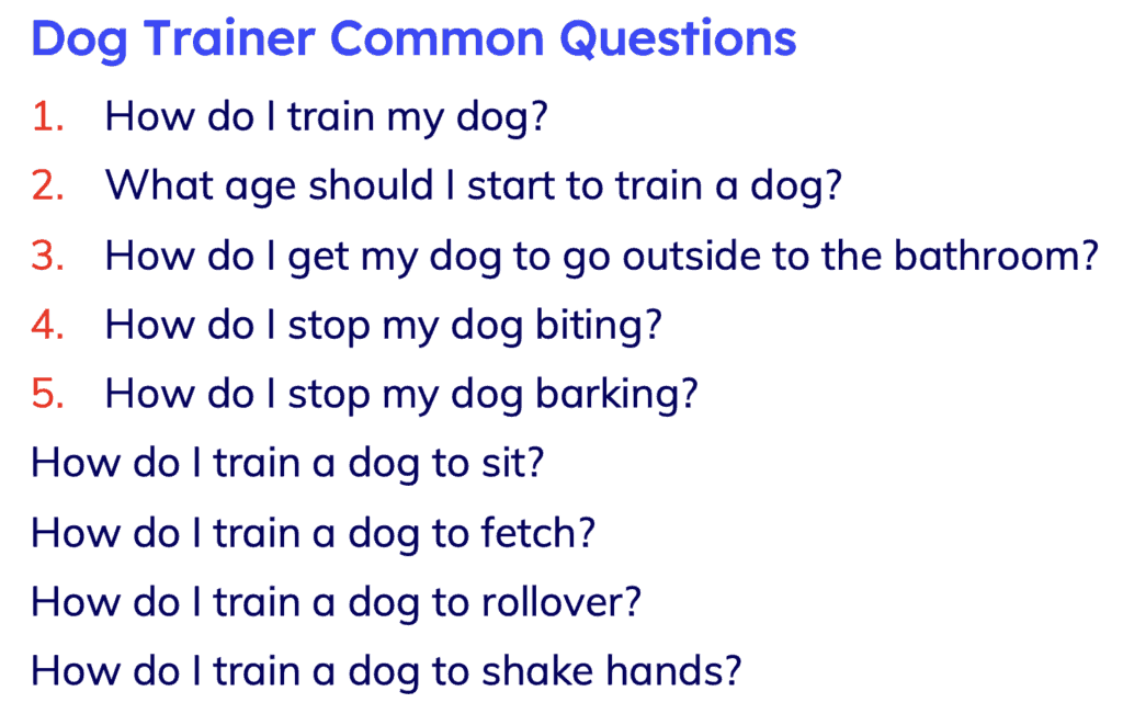 dog trainer questions