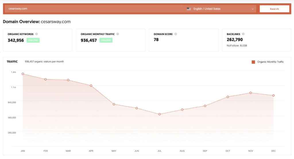 ubersuggest domain overview